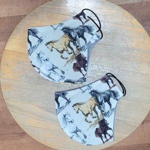 Horse print face mask set of 2